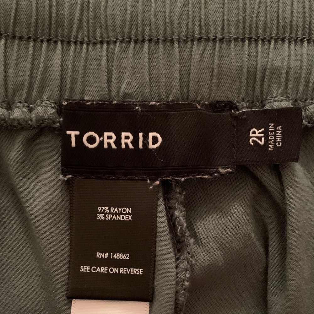 Torrid Women’s Green Rayon Blend Elastic Waist Cargo Pants Joggers Size 2R/2X - Picture 9 of 10